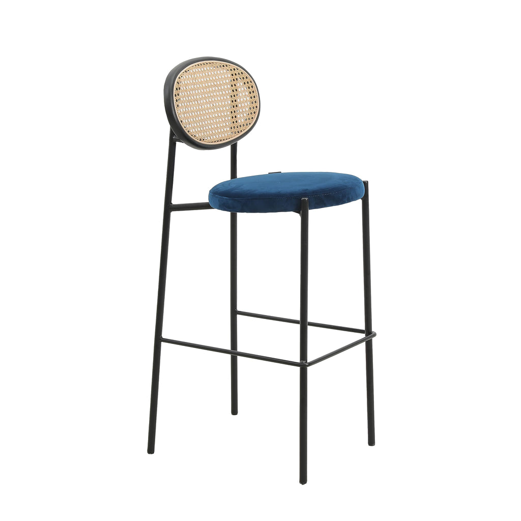 Leisuremod Euston Modern Wicker Bar Stool With Black Steel Frame