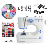 Sewing Machine for Beginners, Electric Portable Mini Small Sewing Machine with 50 Pcs Fabric and 32 Pcs Sewing Threads Kit, 12 B