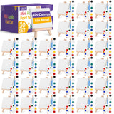 ESRICH 30 Pack Mini Acrylic Paint Kit,Canvas Painting Kit,4in Stretched Canva with 6in Easel,Acrylic Paint Strips,Palettes,Paint