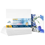 PHOENIX Watercolor Canvas Boards for Painting - 5x7 Inch/6 Pack, 100% Cotton Water Color Small Canvas Panels, 8 Oz. / 260g White