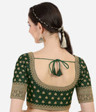 Pujia Mills Women'S Silk Embroidery Sequins Work Readymade Saree Blouse Green 38