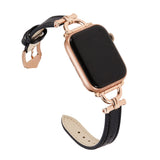 Osber Genuine Leather Band Compatible with Apple Watch Women 38mm 40mm 41mm 42mm(2024 series 10), Designer Slim Leather Strap wi