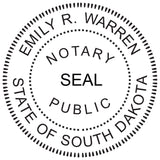 Round Notary Stamp for State of South Dakota- Self Inking Stamp - Top Brand Unit with Bottom Locking Cover for Longer Lasting St
