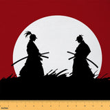 Japanese Samurai Fabric by The Yard,Japanese Culture Theme Waterproof Outdoor Fabric for Kids Boys Girls DIY Art Red Background