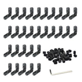 FORRCKY 30 Sets Black 2020 Aluminum Extrusion Corner Bracket 20 Series V T Slot Inside L Shape Joint Hardware Connector with Scr