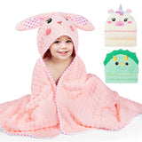 FIOBEE Toddler Bath Towel with Hood Baby Towels, 55x28 inch Large Soft Absorbent Kids Hooded Towels for 1-5 Years Old Baby Girls