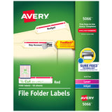 Avery TrueBlock File Folder Labels, 2/3 x 37/16, 1,500 Printable Labels, White/Red, Permanent (5066)