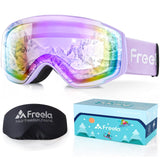 Freela Ski Goggles for 4-6 10-12 8-12 6-14 Snowboarding Goggles for Kids Boys Girls Toddlers Youth,Purple Anti Fog UV Protection
