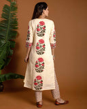 Anni Designer Women'S Rayon Blend Straight Printed Kurta With Pant & Dupatta (Actual-Cream_3Xl_Cream_Xxx-Large),Cream,3XL,Rayon Blend,Regular,Dupatta