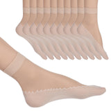 Sannidhi 10 Pairs Sheer Socks For Women, AntilSlip Thin Ankle High Tight Socks, Sheer Ankle Stocking With Cotton Sock Bottom An