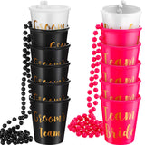 Maitys 12 Pcs Team Bride Groom Bachelorette Shot Glass Necklace with Plastic Beads Chain Gold Foil Bridesmaid Gifts for Wedding