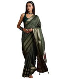 Libas Women'S Silk Blend Saree (16056R_Olive)
