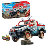 Playmobil Rally Car Toy Playset - 74 Piece Bundle Including Stuntman Mini Figure - Movable Axle and Removable Roll Bar to Insert