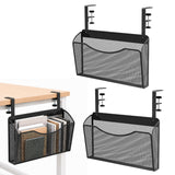 2 Pcs Desk Side Storage Organizer, Mesh, Metal 2IN1, Hanging, Black