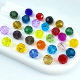 Tingoons 100 PCS 8mm Crystal Glass Beads Round Multiple Faceted Loose Spacer Glass Beads for DIY Handcrafte Bracelet Necklace Ea
