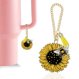 Ldntly Sunflower Stanley Cup Accessories,Water Bottle Charms Tumbler Keychain Sunflower Gifts for Women Her Mom Sister Friend Bi