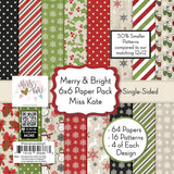 6X6 Pattern Paper Pack Merry & Bright Christmas Card Making Scrapbook Card Stock SingleSided 6x6 Collection Includes 64