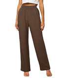 Toplot Womens High-Waisted Trousers | Tailored Wide-Leg Pants | Casual & Formal Wear | Chic And Elegant Look (Women-Trouser-5230-Dark Beige-36),Dark Beige,36,B0DWMN7PGR