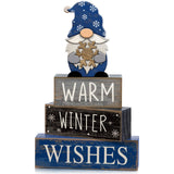 Lineshading 4 Pcs Christmas Table Decorations Wooden Gnome Decor Winter Tiered Tray Decor Christmas Centerpiece Rustic Decorativ