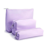 AGBIADD Travel Makeup Bags Set, 3-Piece Large Toiletry Organizer, Multi-Size Cosmetic Bags with Zipper (Purple)