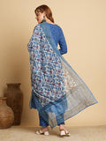 Gosriki Women'S Cotton Blend Anarkali Printed Kurta With Pant & Dupatta (Utsav Blue-Gs_M_Blue_Medium),Blue,,B0D73WZPR4