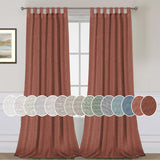H.VERSAILTEX Natural Linen Curtains Linen Textured Semi Sheer Curtain Light Filtering Tab Top Window Treatments Panels Highly Durable Curtain Panels for Bedroom (2 Panels 52 x 84 Rust)-New