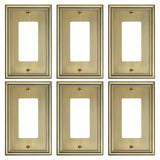 6-Pack Decorator Outlet Cover Plate, Antique Brass Decorative Switch Plates and Outlet Covers, Durable Zinc Alloy Wall Plates fo