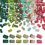 arricraft 120 Pcs Mixed Gemstone Half Tila Beads, 6 Styles Natural and Synthetic Stone Beads Rectangle Mini Beads 2-Hole Seed Be