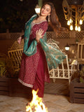Libas Women'S Silk Blend Kurta Set (49271 Maroon 2Xl