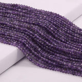 Natural Faceted Amethysts Beads Natural Stones Loose Bead for Jewelry Making Bracelet Necklace (Size 3mm,Length 15)