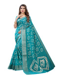 Satrani Womens Woven Cotton Blend Saree (1985ST483_Ocean Blue)
