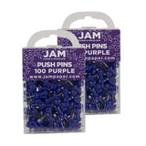 JAM PAPER Colorful Push Pins Purple Pushpins 2 Packs of 100