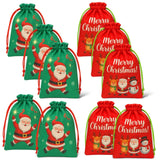 Glitreeprops 10 Pcs Christmas Santa Drawstring Gift Bag, Reusable Soft Velvet Candy Bags for Festival,Party Bag for Xmas Christm