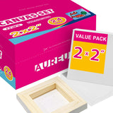 AUREUO Mini Stretched Canvas 2x2 Inch/24 Pack 2/5 Inch Profile Little Square Canvas Holiday Gift Set for Kids, Ideal for P