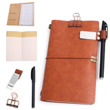 Refillable Journal Travelers Notebook 7.8 x 4.7 Travel Diary made of PU leather, with 5 Inserts, add 2 Pens and pen Holder and
