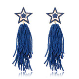 Star Beaded Tassel Earrings Handmade Star Fringe Drop Dangle Earrings for Women Bohemian Waterfall Earrings Game Day Costume Acc