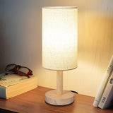 Small Table Lamp for Bedroom, Nightstand Lamp Linen Lampshade Bedroom Wood Base Small Bedside Lamp for Night Stands, Desk Lamps