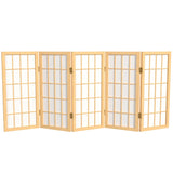 2 ft. Short Desktop Window Pane Shoji Screen - Natural - 5 Panels