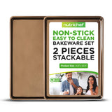 NutriChef 2-Piece Nonstick XL Cookie Sheets for Baking - 22 x 16 Extra Large Carbon Steel Oven Baking Trays - Non Stick Coating,