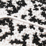 BERMRO 300pcs Black&White Cross Beads 12 * 16mm Cross Bead Crosses Spacer Bead Bulk for DIY Crafting Necklace Bracelet Jewelry M