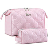BOYATU Travel Makeup Bags for Purse: 2 Pcs Set Cosmetic Bag for Women - PU Leather Make up Bag with Zipper- Cute Skincare Pouch