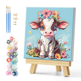 Natuyalo Paint by Numbers Kit for Adults Framed - Cow and Flowers Paint by Number on Canvas with Frame, Animal DIY Acrylic Paint