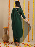 Gosriki Women'S Rayon Blend Straight Embroidered Kurta With Pant & Dupatta (Kudas Green-Gs_M_Green_Medium),Green,,B0DHQK1BBX