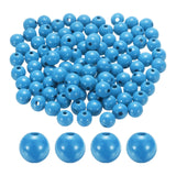 HARFINGTON 100pcs 16mm Sky Blue Wood Beads 4.3mm Large Hole Round Wooden Loose Spacer Beads for Jewelry Making Necklace Bracelet
