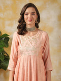 Rangita Peach Silk Printed Anarkali Kurta With Pant | Kurta Set For Women_2Xl