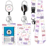 Christian Lanyards ID Badge, I am a Child of God ID Badge Holder with Retractable Reel Clip and Keychain, Vertical Heavy Duty Id