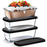 Nestl Set of 3 Glass Bread Loaf Pans for Baking Bread Pans for Homemade Breads, Glass Food Storage Containers with Lids, Glass B