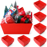 Fainne 16 Pcs Extra Large Empty Baskets for Gifts 12x10 Inch Red Cardboard Gifts Baskets Trays with Handles for Christmas Birthd