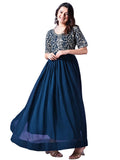 Wedani Georgette Embroidered Long Gown For Women Turquoise,TURQUOISE,XL