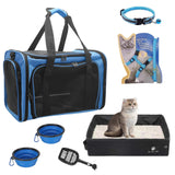 Cat Carrier Soft-Sided & Foldable Cat Travel Litter Box, Fit for Pet Up to 20Lbs, 17.7' * 11.8 * 11.8 inches Cat Bag for Traveli